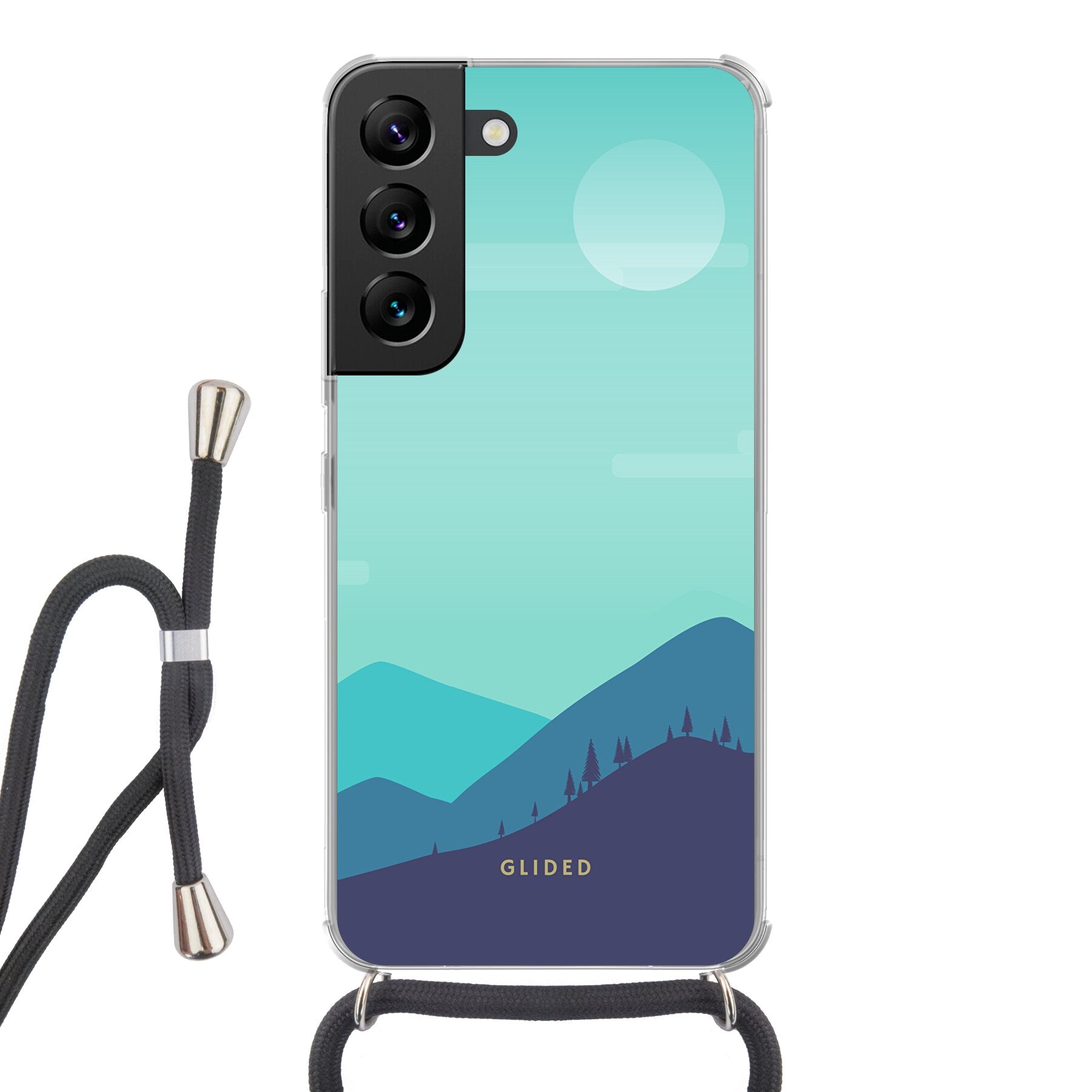 Samsung Galaxy S22 Handyhülle im Alpine Design mit Bergmotiven, bietet stilvollen Schutz und präzise Aussparungen.